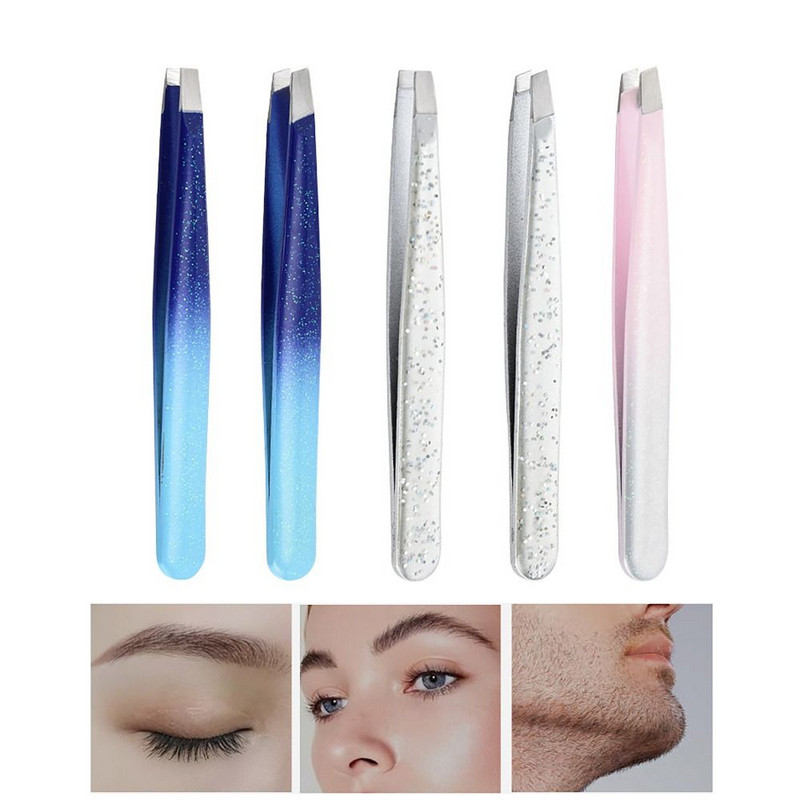 Nerūsējošā tērauda uzacu saspraudes Portatīvie skaistumkopšanas rīki Bārdas noņemšanai Sejai Plakanu un slīpu uzacu pincetes Sieviešu skaistums