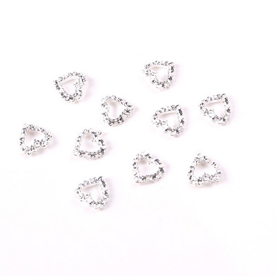 10 komada Srebrno srce od legure Nail Art šarm 3D Sailor Metalni dijamant Šuplje srce Ljubav Nakit za nokte Luksuzni dodaci za nokte