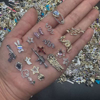 10 gab. Luksusa spīdīgs planētas nagu piekariņi, sakausējums metāls, 3D kristāla nagu māksla