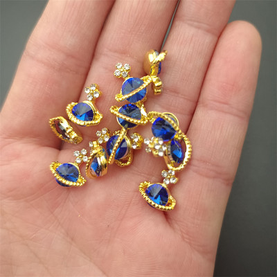 10 gab. Luksusa spīdīgs planētas nagu piekariņi, sakausējums metāls, 3D kristāla nagu māksla