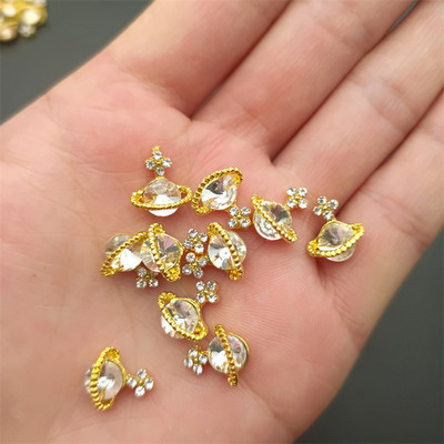 10 gab. Luksusa spīdīgs planētas nagu piekariņi, sakausējums metāls, 3D kristāla nagu māksla