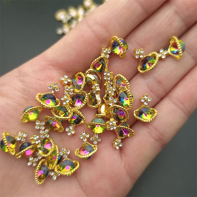 10 gab. Luksusa spīdīgs planētas nagu piekariņi, sakausējums metāls, 3D kristāla nagu māksla