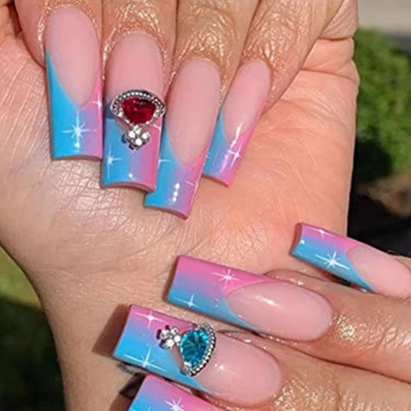 10 gab. Luksusa spīdīgs planētas nagu piekariņi, sakausējums metāls, 3D kristāla nagu māksla