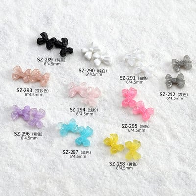 20 tk Mini 6 * 4,5 mm küünekunst, selge lameda südamega Bowknot ehted tarretisvaigust kikilips 3D küünekunsti kaunistused küünekunsti aksessuaarid