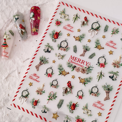 Akrila gravēta nagu uzlīme Holographi Blue Flowers Gold Line pašlīmējošie nagu pārneses slīdņi Aptinumi manikīrs folijas Z0661