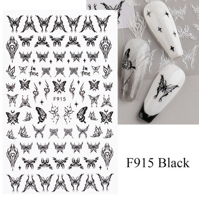 Lāzerzils tauriņš 3D nagu uzlīmes Hologrāfiskas krāsainas ģeometrijas uzlīmes DIY uzlīmes Dizaini nagu mākslas manikīra rotājumiem