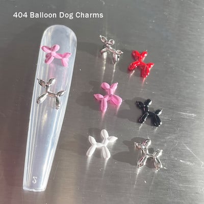 -Balloon Puppy- Kiyomi Punk Dog Nail Alloy Standing Balloon Dog Image Metallic Charms Childlike Kawaii Nail DIY Adornment 404art