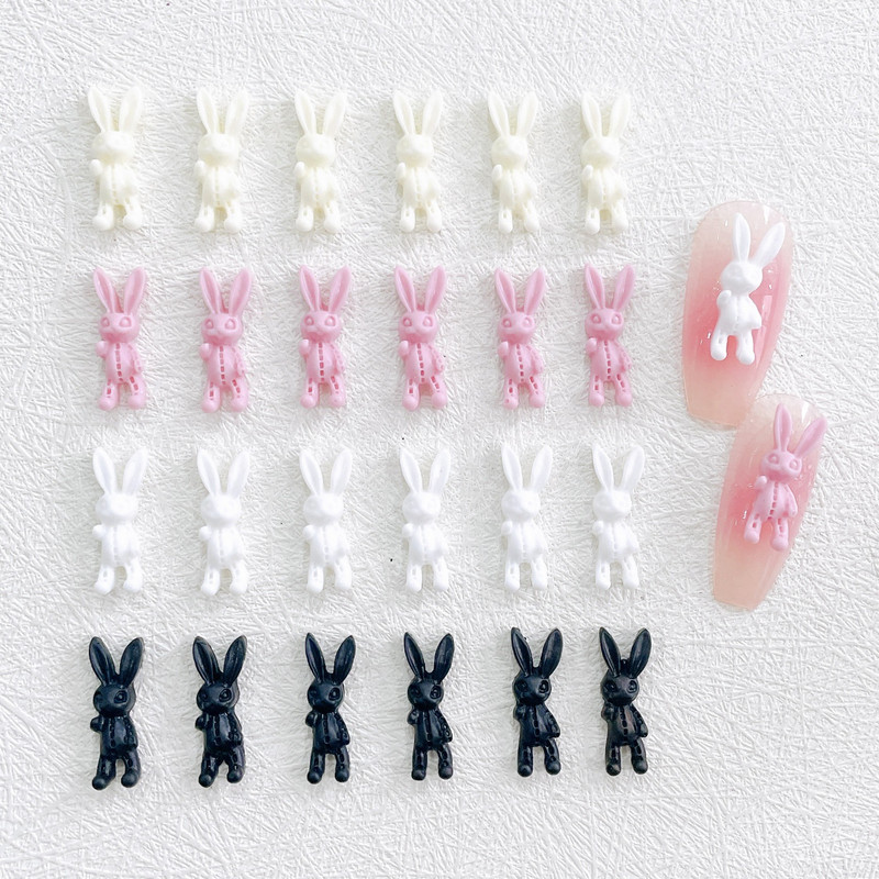 60PCS Cool 3D akrilni ukrasi za nokte Rabbits Charms Kawaii dodaci Pribor za nokte za profesionalce Dijelovi dekoracije za manikuru