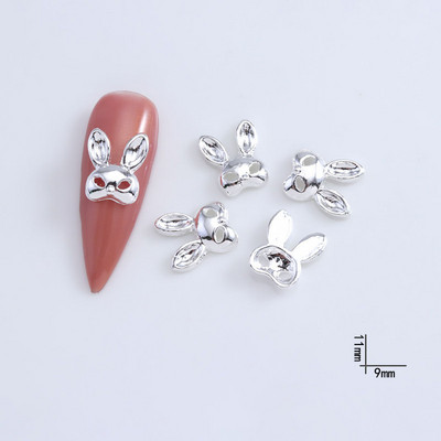 10 buc. Mască de iepure auriu, argintiu, urechi, unghii, farfurii pentru unghii, aliaj, metal, decorațiuni, nituri, bijuterii, accesorii, accesorii pentru manichiură 3D