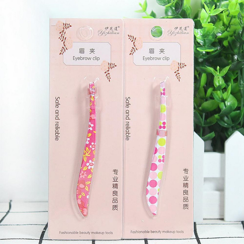 Krāsu uzacu skava nerūsējošā tērauda pincete slīpa uzacu saspraude vīriešiem un sievietēm bārdas noplūkšanas uzacu apgriešanas nazis