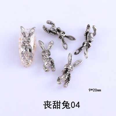 10 komada Nail Art Skull Rabbit Sweet Funeral Girl Style Metalna boja u spreju Matizirani zec 2021. Novi dolazak Neto Crveni nakit za nokte