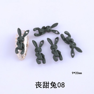 10 komada Nail Art Skull Rabbit Sweet Funeral Girl Style Metalna boja u spreju Matizirani zec 2021. Novi dolazak Neto Crveni nakit za nokte