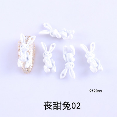 10 komada Nail Art Skull Rabbit Sweet Funeral Girl Style Metalna boja u spreju Matizirani zec 2021. Novi dolazak Neto Crveni nakit za nokte