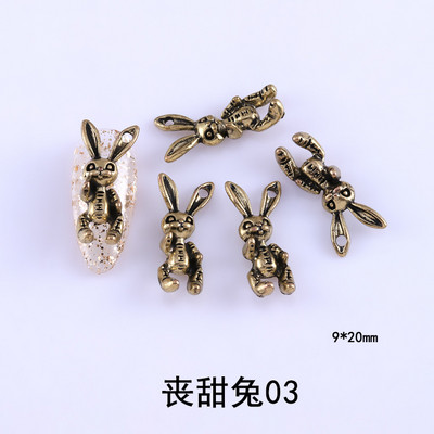 10 komada Nail Art Skull Rabbit Sweet Funeral Girl Style Metalna boja u spreju Matizirani zec 2021. Novi dolazak Neto Crveni nakit za nokte