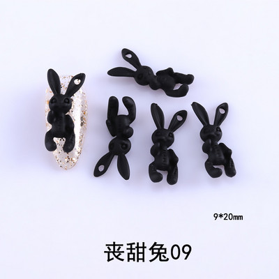 10 komada Nail Art Skull Rabbit Sweet Funeral Girl Style Metalna boja u spreju Matizirani zec 2021. Novi dolazak Neto Crveni nakit za nokte