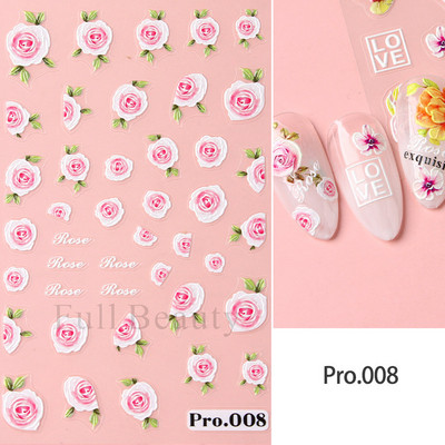 1Gb Sakuras Uzlīmes Nagiem 5D Reljefs Pavasara Ķiršu Zieds Tulpes Peonija Ziedi Ziedlapiņas Slīdņi Manikīra Dekorācija LAPro010