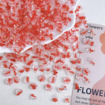 50 komada nasumične miješane smole, cvijet, leptir, privjesci za nokte, slatka bijela ružičasta zvijezda, mjesec, zec za ukrase za nokte DIY pribor