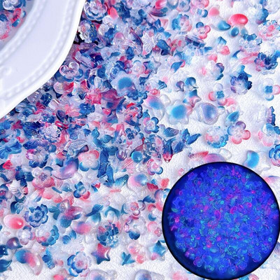 50 komada nasumične miješane smole, cvijet, leptir, privjesci za nokte, slatka bijela ružičasta zvijezda, mjesec, zec za ukrase za nokte DIY pribor