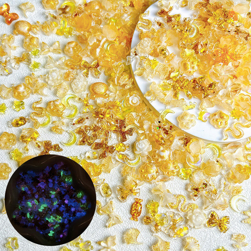 50 komada nasumične miješane smole, cvijet, leptir, privjesci za nokte, slatka bijela ružičasta zvijezda, mjesec, zec za ukrase za nokte DIY pribor