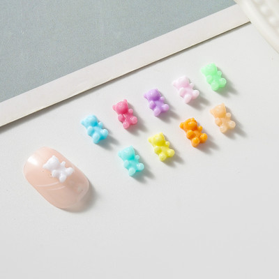 100Gb Cute Bear Mini Resin Cartoon Cabochon Ornament Juvelierizstrādājumu piekariņi Nagu dekorēšana Plakana manikīra daļas Nagu piekariņi