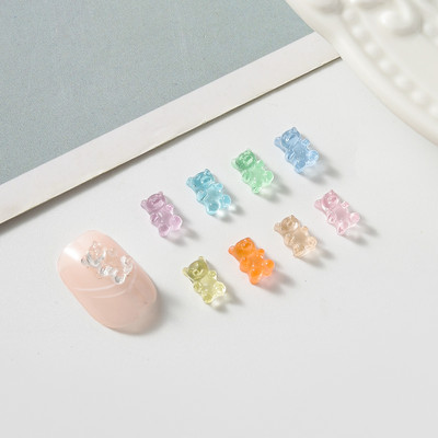100Gb Cute Bear Mini Resin Cartoon Cabochon Ornament Juvelierizstrādājumu piekariņi Nagu dekorēšana Plakana manikīra daļas Nagu piekariņi