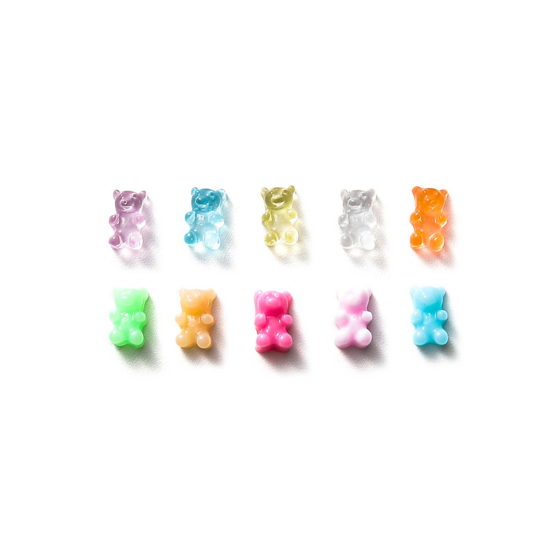 100Gb Cute Bear Mini Resin Cartoon Cabochon Ornament Juvelierizstrādājumu piekariņi Nagu dekorēšana Plakana manikīra daļas Nagu piekariņi