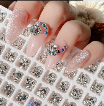 10 бр. 3D лъскави купчинки Бормашини за нокти Скъпоценни камъни с бял блясък Луксозни кристални диаманти Декорации за изкуство за нокти Направи си сам бижута Маникюр