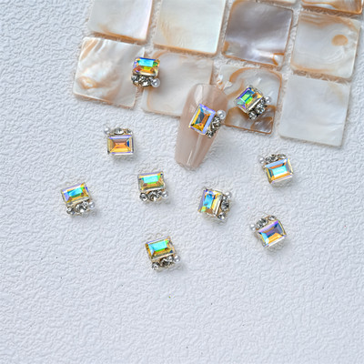 10 gab. 3D spīdīgi pāļu urbji nagu dārgakmens Rhinestones balti mirdzoši grezni kristāla dimanti nagu mākslas dekori DIY rotaslietas manikīrs