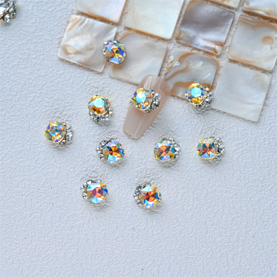 10 gab. 3D spīdīgi pāļu urbji nagu dārgakmens Rhinestones balti mirdzoši grezni kristāla dimanti nagu mākslas dekori DIY rotaslietas manikīrs