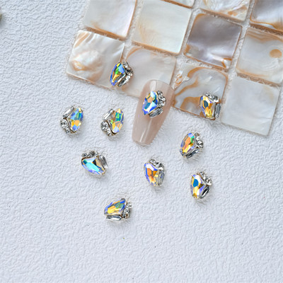 10 gab. 3D spīdīgi pāļu urbji nagu dārgakmens Rhinestones balti mirdzoši grezni kristāla dimanti nagu mākslas dekori DIY rotaslietas manikīrs