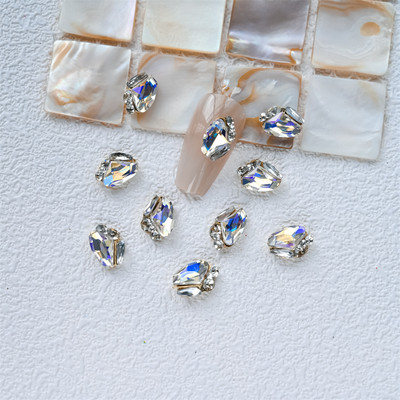 10 gab. 3D spīdīgi pāļu urbji nagu dārgakmens Rhinestones balti mirdzoši grezni kristāla dimanti nagu mākslas dekori DIY rotaslietas manikīrs