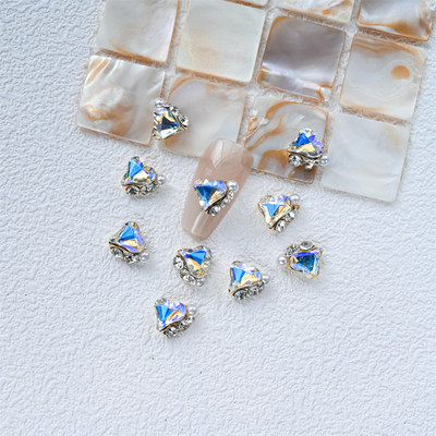 10 gab. 3D spīdīgi pāļu urbji nagu dārgakmens Rhinestones balti mirdzoši grezni kristāla dimanti nagu mākslas dekori DIY rotaslietas manikīrs