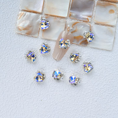 10 gab. 3D spīdīgi pāļu urbji nagu dārgakmens Rhinestones balti mirdzoši grezni kristāla dimanti nagu mākslas dekori DIY rotaslietas manikīrs