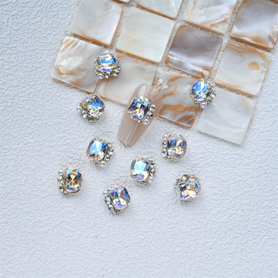 10 gab. 3D spīdīgi pāļu urbji nagu dārgakmens Rhinestones balti mirdzoši grezni kristāla dimanti nagu mākslas dekori DIY rotaslietas manikīrs