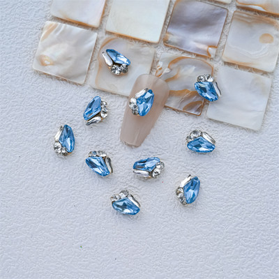 10 gab. 3D spīdīgi pāļu urbji nagu dārgakmens Rhinestones balti mirdzoši grezni kristāla dimanti nagu mākslas dekori DIY rotaslietas manikīrs