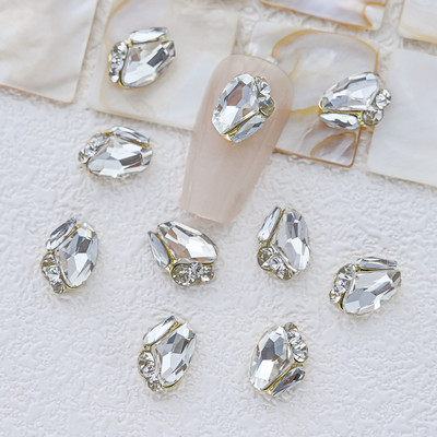 10 gab. 3D spīdīgi pāļu urbji nagu dārgakmens Rhinestones balti mirdzoši grezni kristāla dimanti nagu mākslas dekori DIY rotaslietas manikīrs