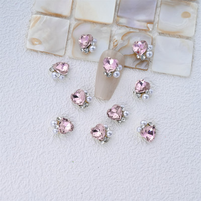 10 gab. 3D spīdīgi pāļu urbji nagu dārgakmens Rhinestones balti mirdzoši grezni kristāla dimanti nagu mākslas dekori DIY rotaslietas manikīrs