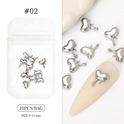 10gab Zelta Sudraba Metāls Spīdīgs Tauriņš Zvaigzne nagu piekariņi sakausējuma rotaslietas Nagu Rhinestones 3D nagu daļas Art Decoration Aksesuāri