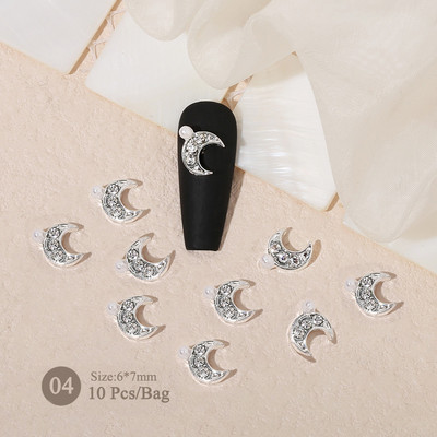 10gab Zelta Sudraba Metāls Spīdīgs Tauriņš Zvaigzne nagu piekariņi sakausējuma rotaslietas Nagu Rhinestones 3D nagu daļas Art Decoration Aksesuāri