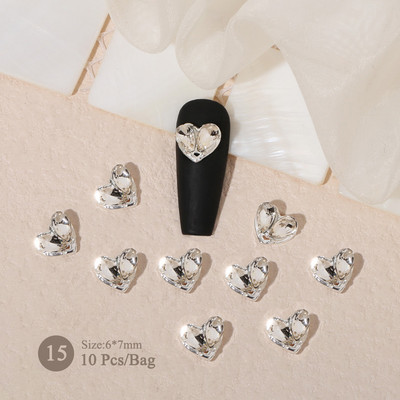 10gab Zelta Sudraba Metāls Spīdīgs Tauriņš Zvaigzne nagu piekariņi sakausējuma rotaslietas Nagu Rhinestones 3D nagu daļas Art Decoration Aksesuāri