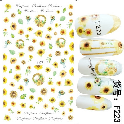 Ziedu sērijas nagu ūdens uzlīmes uzlīmes Sakura margrietiņa lavandas ziedu raksta pārneses uzlīme manikīrs nagu mākslas dekors