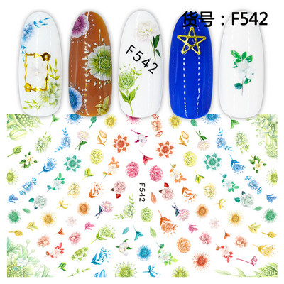 Ziedu sērijas nagu ūdens uzlīmes uzlīmes Sakura margrietiņa lavandas ziedu raksta pārneses uzlīme manikīrs nagu mākslas dekors