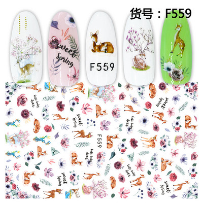 Ziedu sērijas nagu ūdens uzlīmes uzlīmes Sakura margrietiņa lavandas ziedu raksta pārneses uzlīme manikīrs nagu mākslas dekors