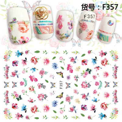 Ziedu sērijas nagu ūdens uzlīmes uzlīmes Sakura margrietiņa lavandas ziedu raksta pārneses uzlīme manikīrs nagu mākslas dekors