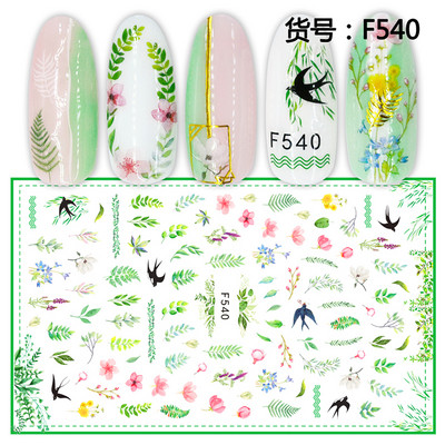 Ziedu sērijas nagu ūdens uzlīmes uzlīmes Sakura margrietiņa lavandas ziedu raksta pārneses uzlīme manikīrs nagu mākslas dekors