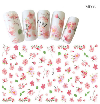 Ziedu sērijas nagu ūdens uzlīmes uzlīmes Sakura margrietiņa lavandas ziedu raksta pārneses uzlīme manikīrs nagu mākslas dekors