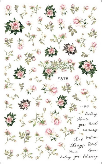 Ziedu sērijas nagu ūdens uzlīmes uzlīmes Sakura margrietiņa lavandas ziedu raksta pārneses uzlīme manikīrs nagu mākslas dekors