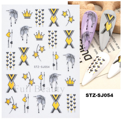 Love Heart Design Golden Wave Line 3D Nagu uzlīmes Y2K Adhesive Decals Sarkans Rozā Valentīna Nail Art Dekorācijas Slīdņi Manikīrs