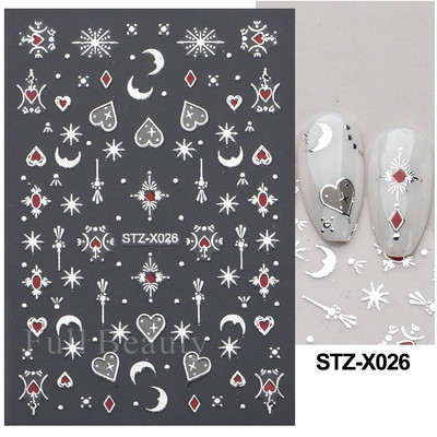 Love Heart Design Golden Wave Line 3D Nagu uzlīmes Y2K Adhesive Decals Sarkans Rozā Valentīna Nail Art Dekorācijas Slīdņi Manikīrs