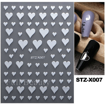 Love Heart Design Golden Wave Line 3D Nagu uzlīmes Y2K Adhesive Decals Sarkans Rozā Valentīna Nail Art Dekorācijas Slīdņi Manikīrs